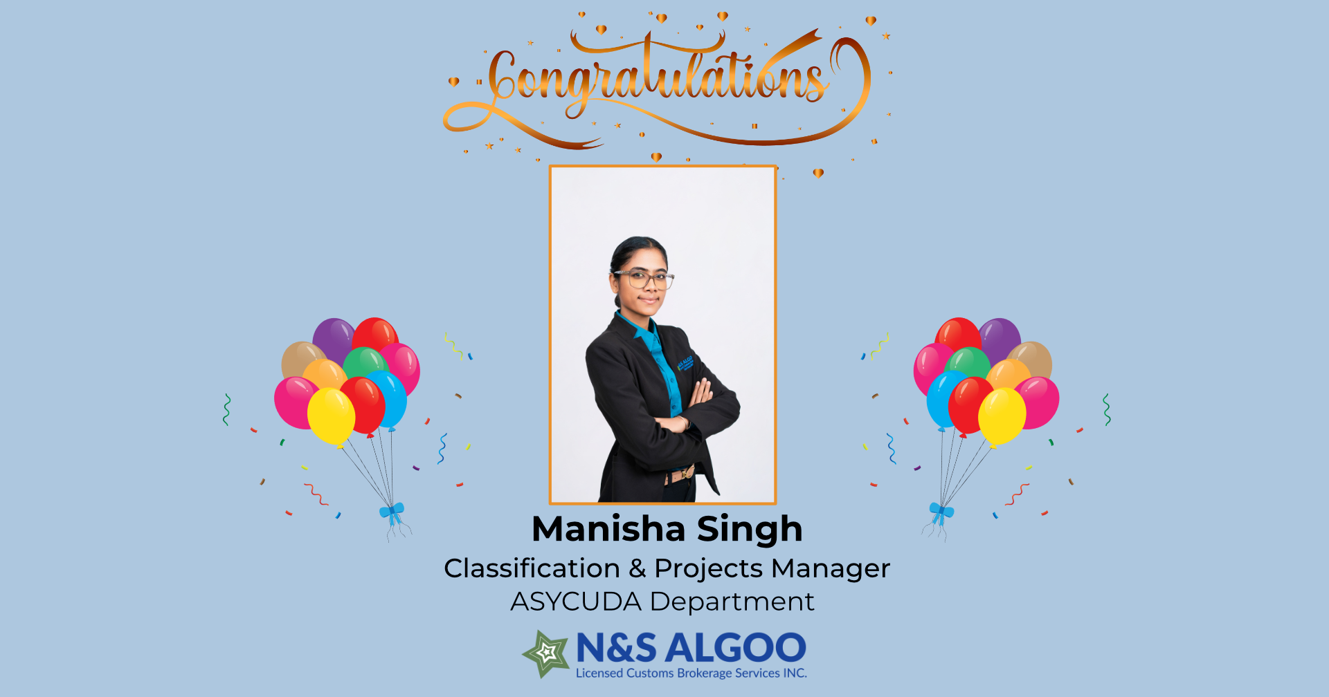 Congratulations Manisha Singh — Manager, Classification & Projects